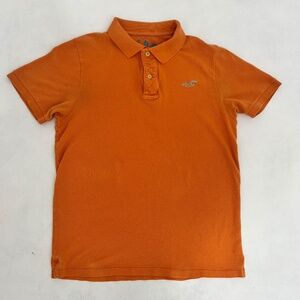 Hollister Mens Size Large Polo Shirt‎ Orange Short Sleeve Logo Collared